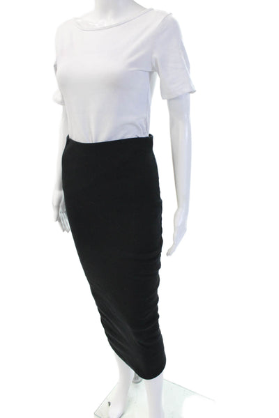 Zara Womens Straight Pencil Midi Skirt Black Cotton Blend Size S