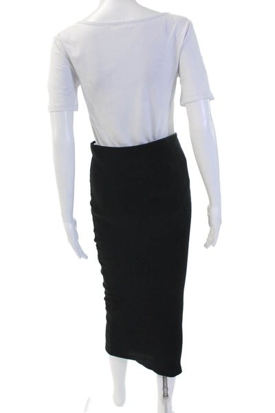 Zara Womens Straight Pencil Midi Skirt Black Cotton Blend Size S