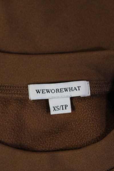 We Wore What Women Pullover Sweatshirt Brown Crew Neck Long Sleeve Size XS