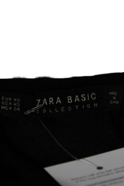 Zara Basic Collection Womens Shift Dress Black Long Sleeve Above Knee Size XS