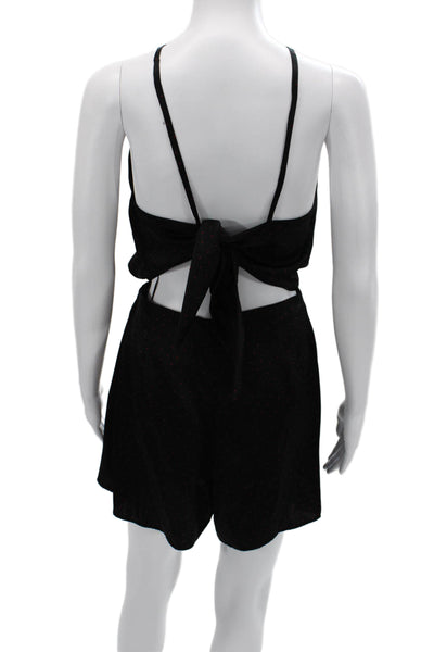 Zara Women Black Halter Neck Sleeveless Playsuit Mini Size S