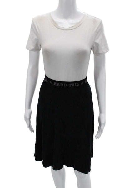 Hard Tail Women A-Line Skirt Black Rayon Bamboo Knee Length Size XS