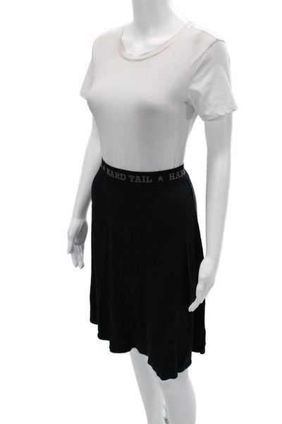 Hard Tail Women A-Line Skirt Black Rayon Bamboo Knee Length Size XS