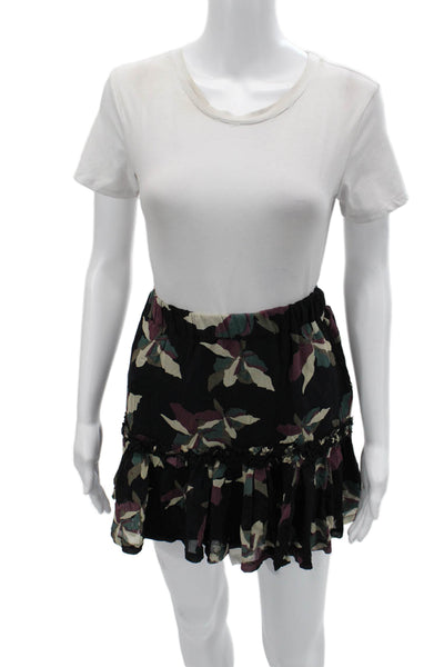 Essentiel Antwerp Womens Peasant Mini Silk Floral Skirt Black Size 34