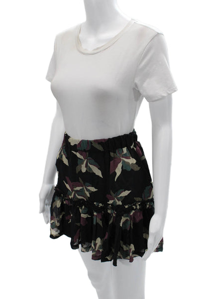 Essentiel Antwerp Womens Peasant Mini Silk Floral Skirt Black Size 34