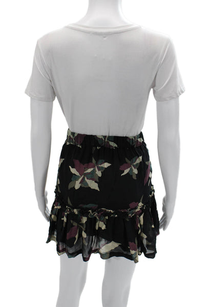 Essentiel Antwerp Womens Peasant Mini Silk Floral Skirt Black Size 34