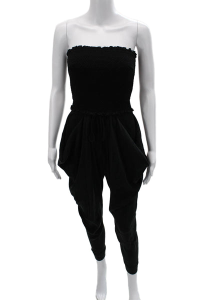 Catherine Malandrino Women Black Silk Sleeveless Square Neck Jumpsuit Size 0