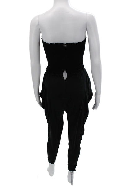 Catherine Malandrino Women Black Silk Sleeveless Square Neck Jumpsuit Size 0