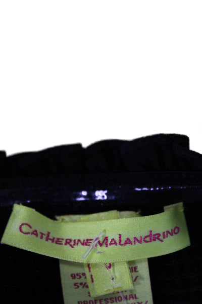 Catherine Malandrino Women Black Silk Sleeveless Square Neck Jumpsuit Size 0