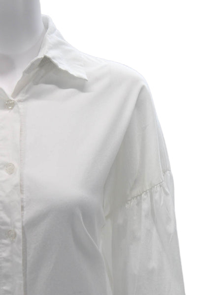 Margot Womens Collared Long Sleeve Button-Up Cotton Basic White Size S