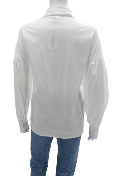 Margot Womens Collared Long Sleeve Button-Up Cotton Basic White Size S