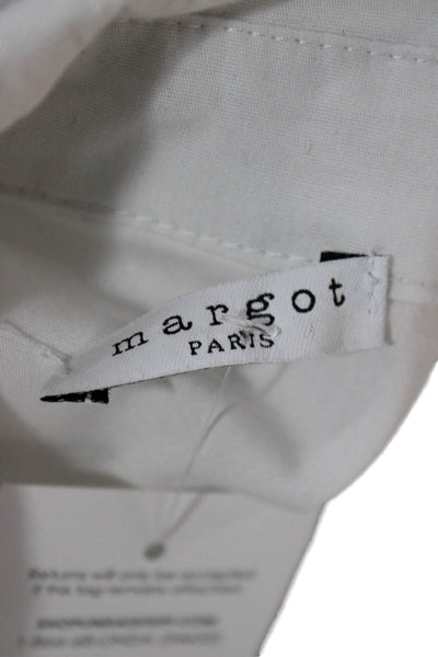 Margot Womens Collared Long Sleeve Button-Up Cotton Basic White Size S