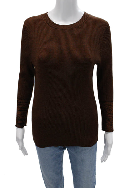 Simply Vera Vera Wang Women Pullover Crew Neck Brown Sweater Size M