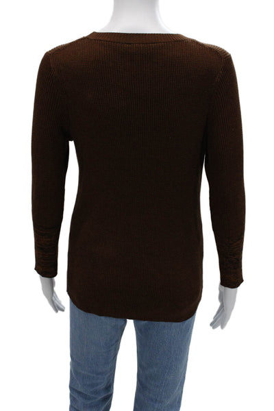 Simply Vera Vera Wang Women Pullover Crew Neck Brown Sweater Size M