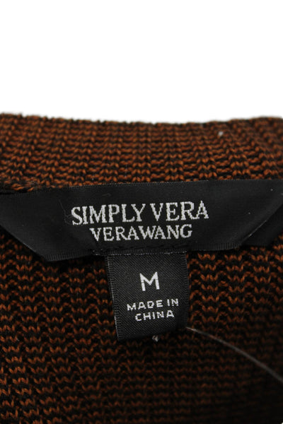 Simply Vera Vera Wang Women Pullover Crew Neck Brown Sweater Size M