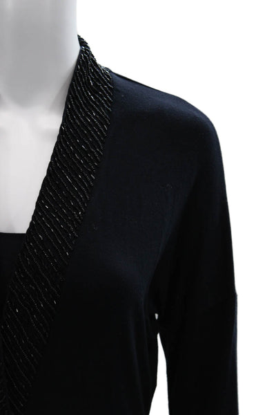 Escada Women Black V-Neck Long Sleeve Top Size 36