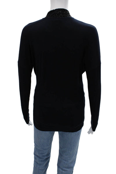 Escada Women Black V-Neck Long Sleeve Top Size 36