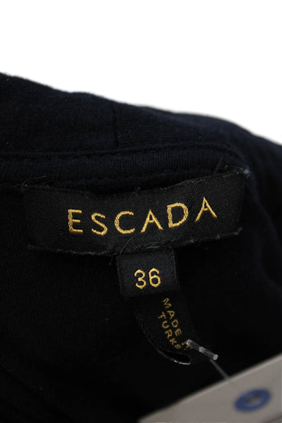 Escada Women Black V-Neck Long Sleeve Top Size 36