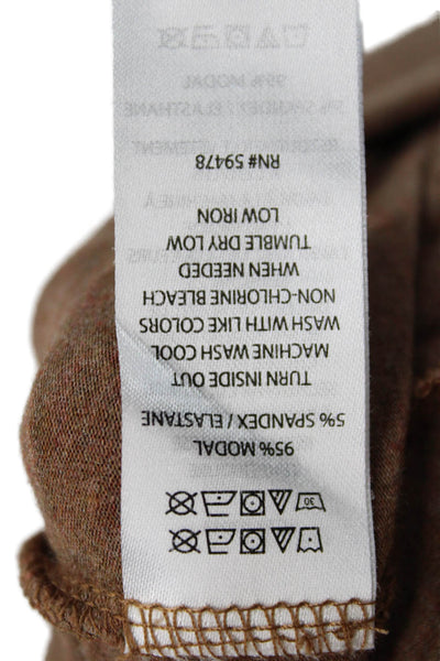 Tahari Womens Basic Brown Round Neck 3/4 Sleeve T-Shirt Modal Blend Size M