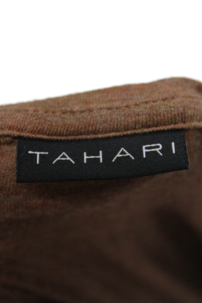 Tahari Womens Basic Brown Round Neck 3/4 Sleeve T-Shirt Modal Blend Size M