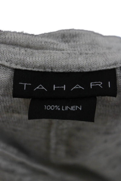 Tahari Women Basic Gray V-Neck Short Sleeve T-Shirt Size M
