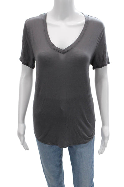 Philosophy By Republic Womens Dark Gray V-Neck Short Sleeve T-Shirt Size M