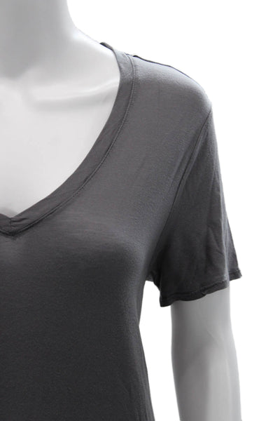 Philosophy By Republic Womens Dark Gray V-Neck Short Sleeve T-Shirt Size M
