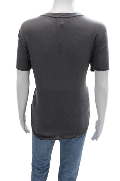 Philosophy By Republic Womens Dark Gray V-Neck Short Sleeve T-Shirt Size M