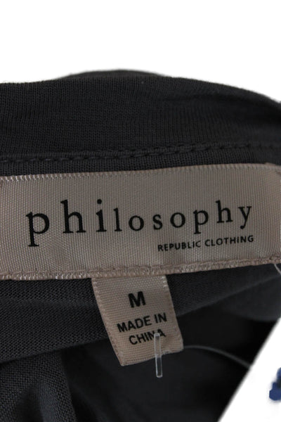 Philosophy By Republic Womens Dark Gray V-Neck Short Sleeve T-Shirt Size M