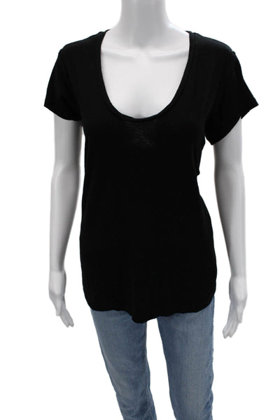 Standard James Perse Womens Basic V-Neck Short Sleeve T-Shirt Black Size 4