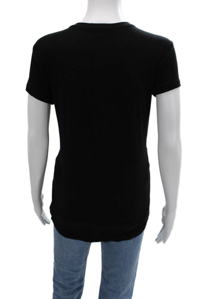 Standard James Perse Womens Basic V-Neck Short Sleeve T-Shirt Black Size 4