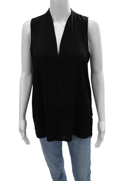 NYDJ Womens Black V-Neck Sleeveless Basic Blouse 100% Polyester Size S
