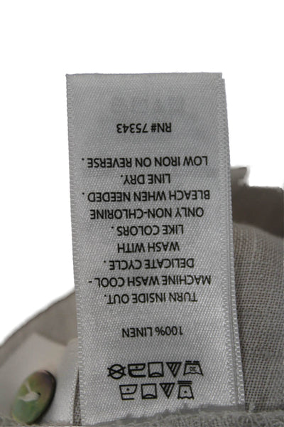 Tahari Womens Linen Collared Tunic Button Up Long Sleeve Gray Size S