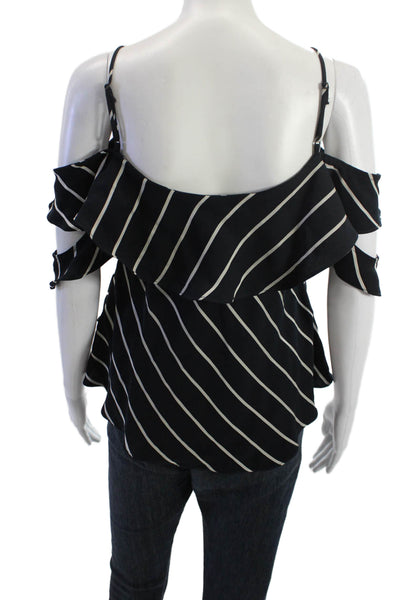 Kendall + Kylie Women Striped Camisole Blouse Black Short Sleeve Size XS