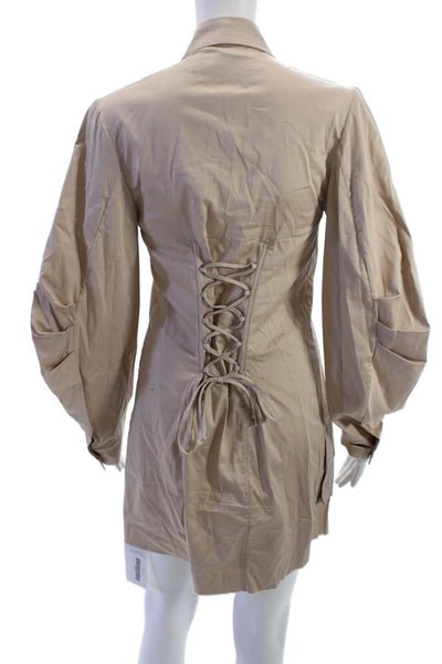 Marques Almeida Women Military Jacket Beige Lace-Up Long Sleeve Size 8