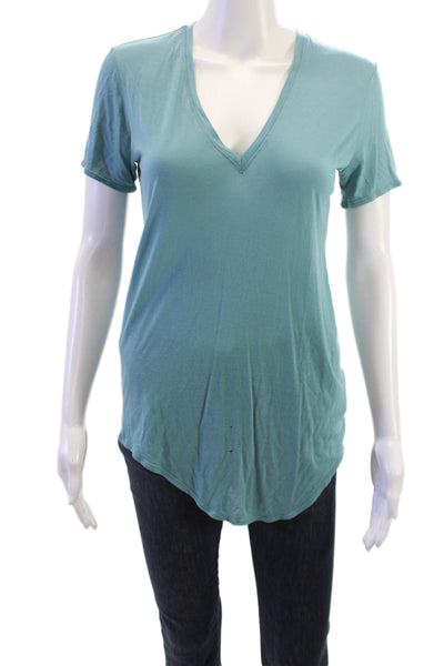 Helmut Womens Basic V-Neck T-Shirt Green Short Sleeve Size M