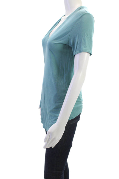 Helmut Womens Basic V-Neck T-Shirt Green Short Sleeve Size M