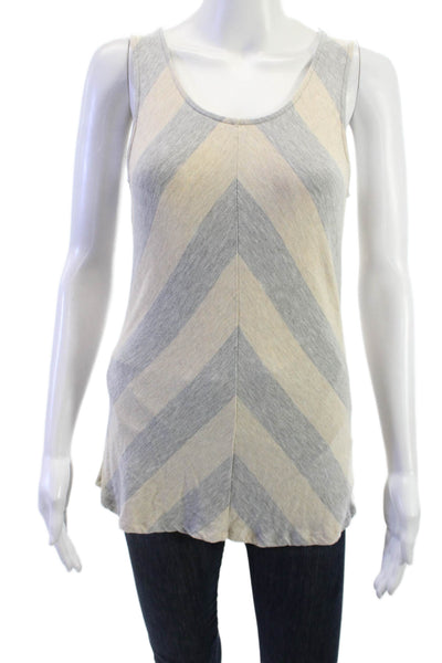 philosophy Womens Basic Beige Geometric Striped Tank Top Size M