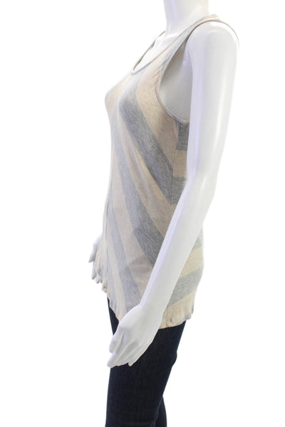 philosophy Womens Basic Beige Geometric Striped Tank Top Size M