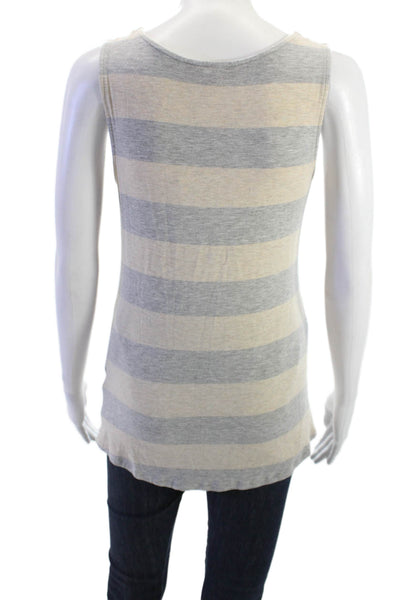 philosophy Womens Basic Beige Geometric Striped Tank Top Size M