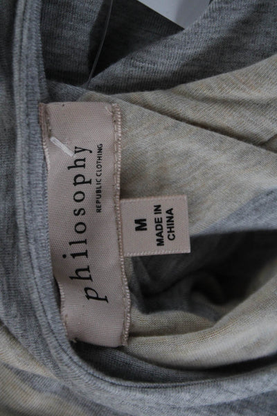 philosophy Womens Basic Beige Geometric Striped Tank Top Size M