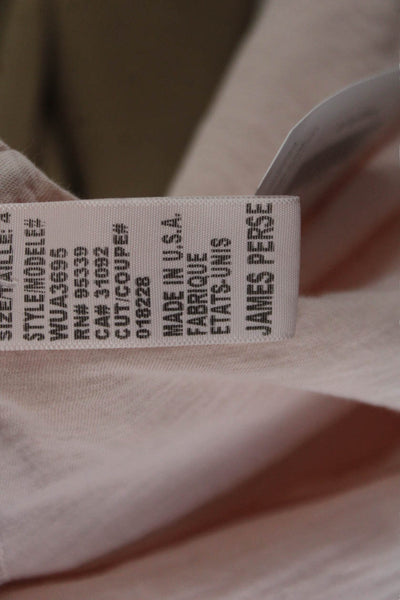 Standard James Perse Women Pink V-Neck Basic T-Shirt Short Sleeve Size 4