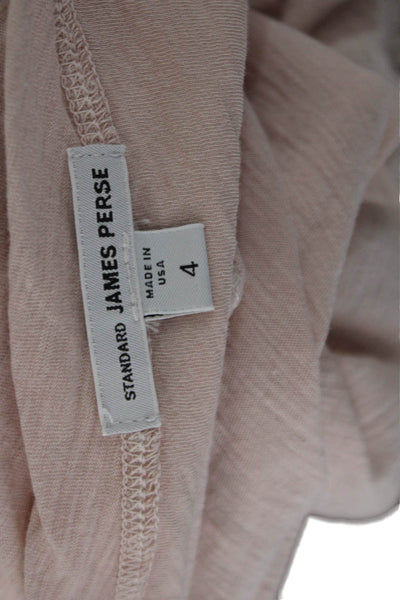 Standard James Perse Women Pink V-Neck Basic T-Shirt Short Sleeve Size 4