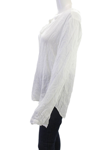 Cloth & Stone Womens Basic V-Neck Long Sleeve White Rayon Blouse Size M