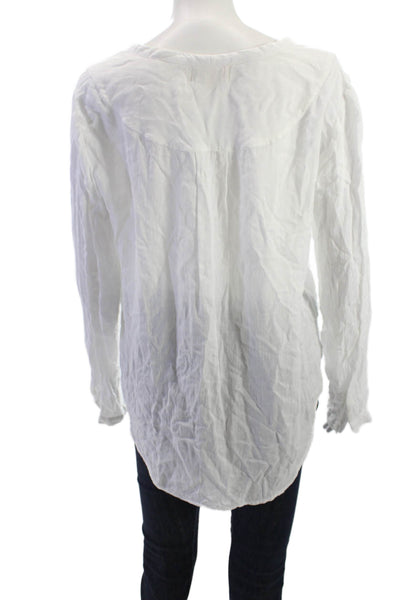 Cloth & Stone Womens Basic V-Neck Long Sleeve White Rayon Blouse Size M