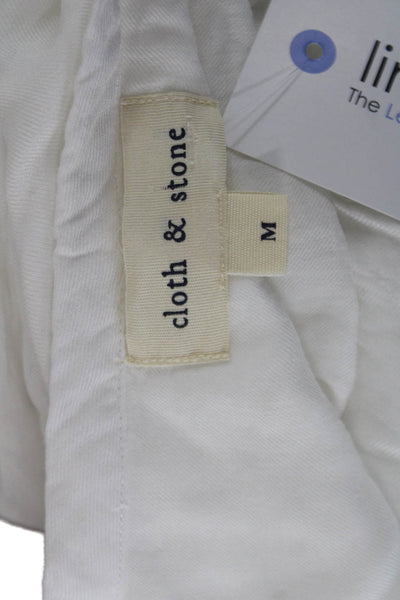 Cloth & Stone Womens Basic V-Neck Long Sleeve White Rayon Blouse Size M