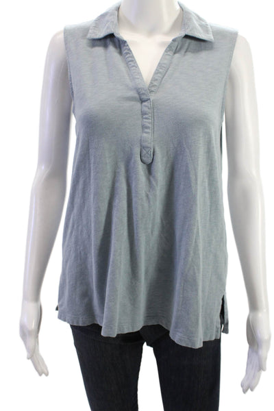 Sigrid Olsen Mens Light Blue Collared Sleeveless Top Cotton Spandex Size M