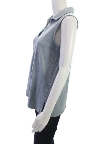 Sigrid Olsen Mens Light Blue Collared Sleeveless Top Cotton Spandex Size M