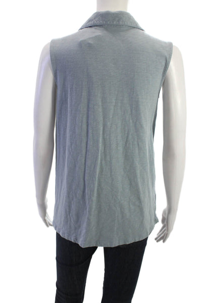 Sigrid Olsen Mens Light Blue Collared Sleeveless Top Cotton Spandex Size M