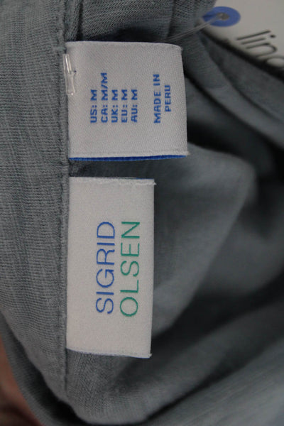 Sigrid Olsen Mens Light Blue Collared Sleeveless Top Cotton Spandex Size M